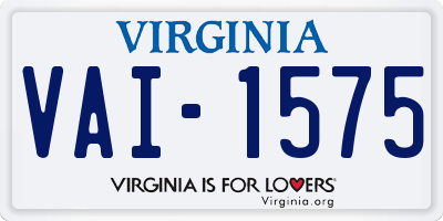 VA license plate VAI1575