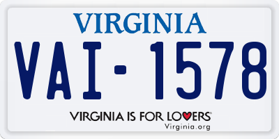 VA license plate VAI1578