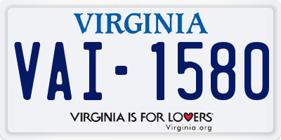 VA license plate VAI1580