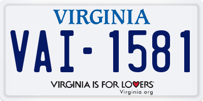 VA license plate VAI1581