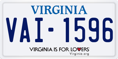 VA license plate VAI1596