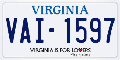 VA license plate VAI1597