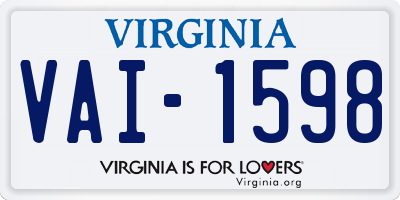 VA license plate VAI1598