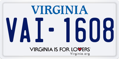 VA license plate VAI1608