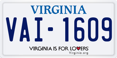 VA license plate VAI1609