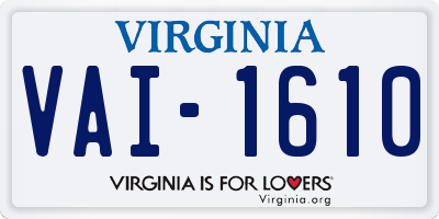 VA license plate VAI1610