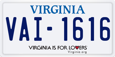 VA license plate VAI1616