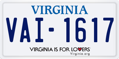 VA license plate VAI1617