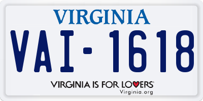VA license plate VAI1618