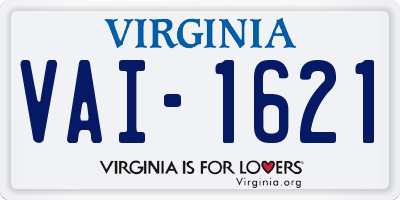 VA license plate VAI1621