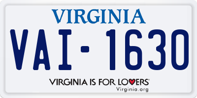 VA license plate VAI1630