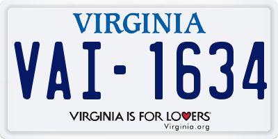 VA license plate VAI1634