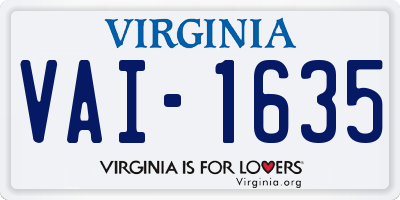 VA license plate VAI1635