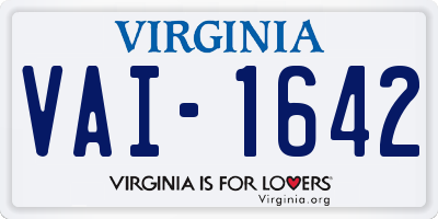 VA license plate VAI1642