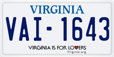 VA license plate VAI1643
