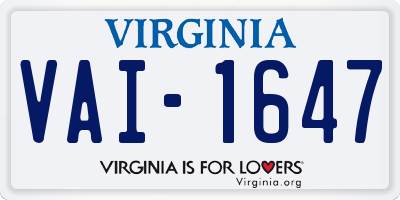 VA license plate VAI1647