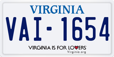 VA license plate VAI1654