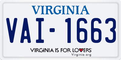 VA license plate VAI1663