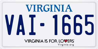 VA license plate VAI1665