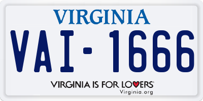 VA license plate VAI1666