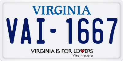 VA license plate VAI1667