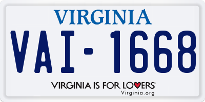 VA license plate VAI1668