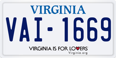 VA license plate VAI1669