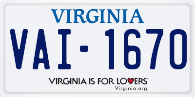 VA license plate VAI1670