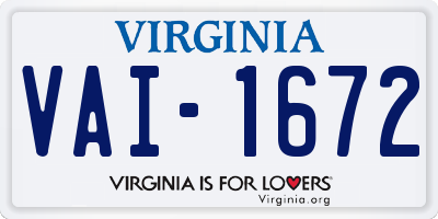 VA license plate VAI1672