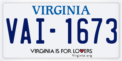 VA license plate VAI1673