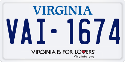 VA license plate VAI1674