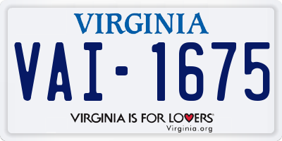 VA license plate VAI1675
