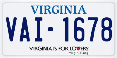 VA license plate VAI1678