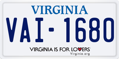 VA license plate VAI1680