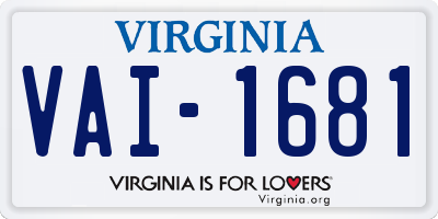 VA license plate VAI1681