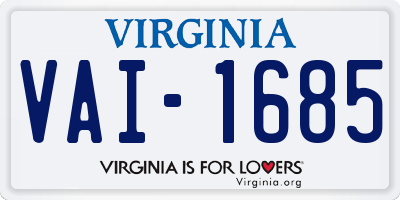 VA license plate VAI1685