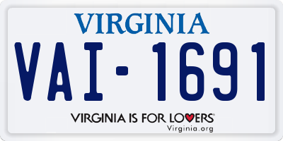 VA license plate VAI1691