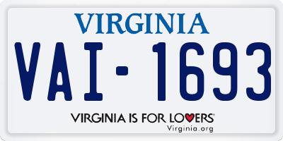 VA license plate VAI1693