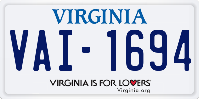 VA license plate VAI1694