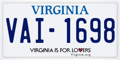 VA license plate VAI1698