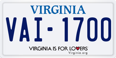 VA license plate VAI1700
