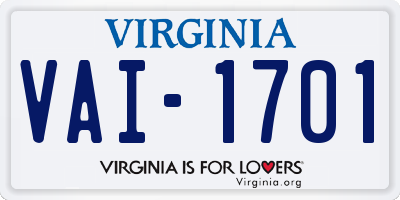VA license plate VAI1701