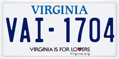 VA license plate VAI1704