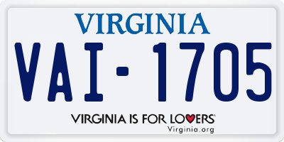 VA license plate VAI1705