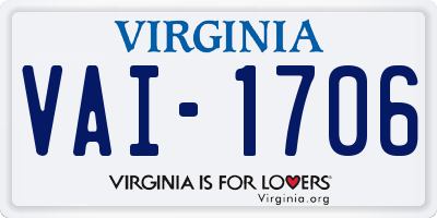 VA license plate VAI1706