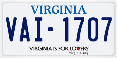 VA license plate VAI1707