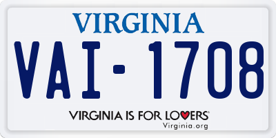 VA license plate VAI1708