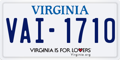 VA license plate VAI1710
