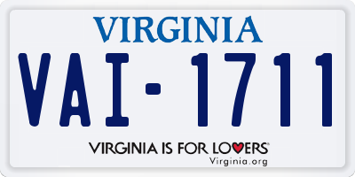 VA license plate VAI1711