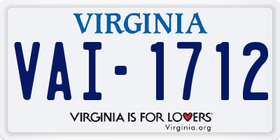 VA license plate VAI1712